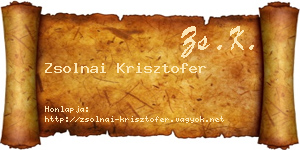 Zsolnai Krisztofer névjegykártya
